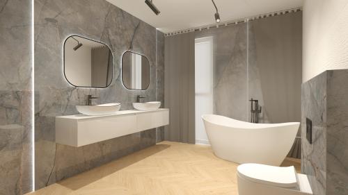 Nowoczesna łazienka z płytkami Paradyż – wizualizacja 3D