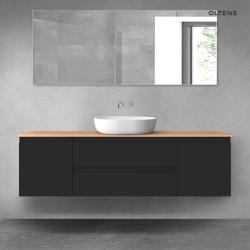 Oltens Vernal zestaw mebli łazienkowych 160 cm z blatem czarny mat/dąb 68381300