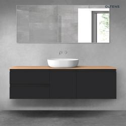 Oltens Vernal zestaw mebli łazienkowych 160 cm z blatem czarny mat/dąb 68411300