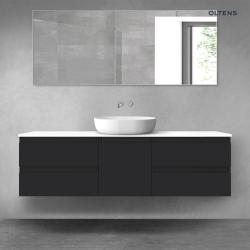 Oltens Vernal zestaw mebli łazienkowych 160 cm z blatem czarny mat/biały połysk 68401700