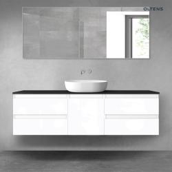 Oltens Vernal zestaw mebli łazienkowych 160 cm z blatem biały połysk/czarny mat 68401300