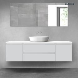Oltens Vernal zestaw mebli łazienkowych 160 cm z blatem szary mat/biały połysk 68382700