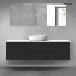 Oltens Vernal zestaw mebli łazienkowych 160 cm z blatem czarny mat/biały połysk 68372300
