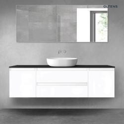 Oltens Vernal zestaw mebli łazienkowych 160 cm z blatem biały połysk/czarny mat 68372000