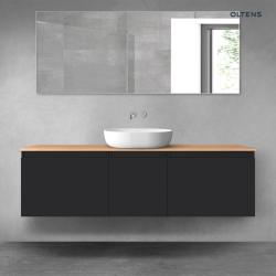 Oltens Vernal zestaw mebli łazienkowych 160 cm z blatem czarny mat/dąb 68419300