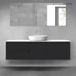 Oltens Vernal zestaw mebli łazienkowych 160 cm z blatem czarny mat/biały połysk 68409300