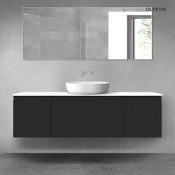 Oltens Vernal zestaw mebli łazienkowych 160 cm z blatem czarny mat/biały połysk 68454300