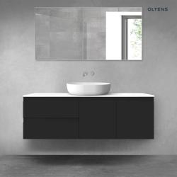 Oltens Vernal zestaw mebli łazienkowych 140 cm z blatem czarny mat/biały połysk 68275300