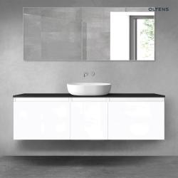 Oltens Vernal zestaw mebli łazienkowych 160 cm z blatem biały połysk/czarny mat 68417000