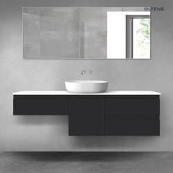 Oltens Vernal zestaw mebli łazienkowych 160 cm z blatem czarny mat/biały połysk 68456300