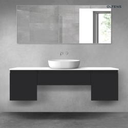 Oltens Vernal zestaw mebli łazienkowych 160 cm z blatem czarny mat/biały połysk 68395300