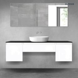 Oltens Vernal zestaw mebli łazienkowych 160 cm z blatem biały połysk/czarny mat 68395000
