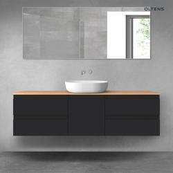 Oltens Vernal zestaw mebli łazienkowych 160 cm z blatem czarny mat/dąb 68404300