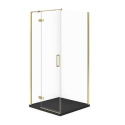 Cersanit Set C557 Kabina City Lewa Złota 90X90X195+Tako Slim Czarny Mat Wir
