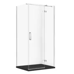 Cersanit Set C606 Kabina City Prawa Chrom 100X80X195+Tako Slim Czarny Mat Wir