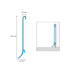 Zakończenie lewe do listwy przypodłogowej, srebrne naturalne 60mm