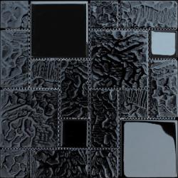 Mozaika Szklana Różne kwadraty - Czarne 6mm S05