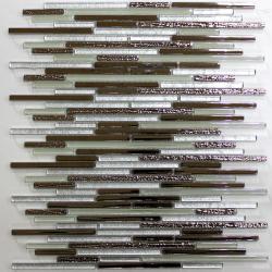 Mozaika Szklana wąskie Kostki biało - złote S28