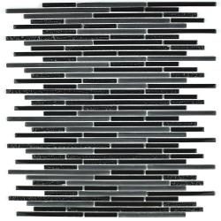 Mozaika Szklana wąskie Kostki czarne S29