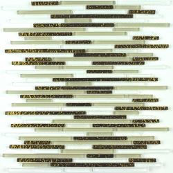 Mozaika Szklana wąskie Kostki złoto-białe S32