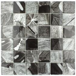 Mozaika Szklana Czarno biała, liście i rośliny 8mm S41