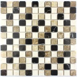 Mozaika Kamienna Beżowe & Czarne kostki K12
