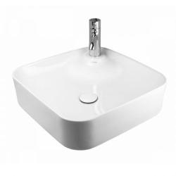 Oltens Lysake umywalka 42.5 cm nablatowa kwadratowa z powłoką SmartClean biała 41808000