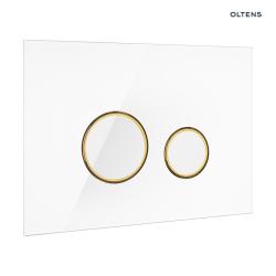 Oltens Lule przycisk spłukujący szklany do WC biały/złoty mat 57203000