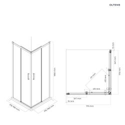 Oltens Breda kabina prysznicowa 80x80 cm kwadratowa czarny mat/szkło 20005300