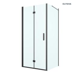 Oltens Hallan kabina prysznicowa 90x90 cm kwadratowa drzwi ze ścianką czarny mat/szkło przezroczyste 20008300