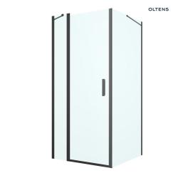 Oltens Verdal kabina prysznicowa 90x100 cm prostokątna drzwi ze ścianką czarny mat/szkło przezroczyste 20208300