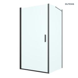 Oltens Rinnan kabina prysznicowa 100x100 cm kwadratowa drzwi ze ścianką czarny mat/szkło przezroczyste 20015300