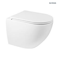 Zestaw Oltens Hamnes miska WC wisząca PureRim z powłoką SmartClean z deską wolnoopadającą Ovan Slim 42518000