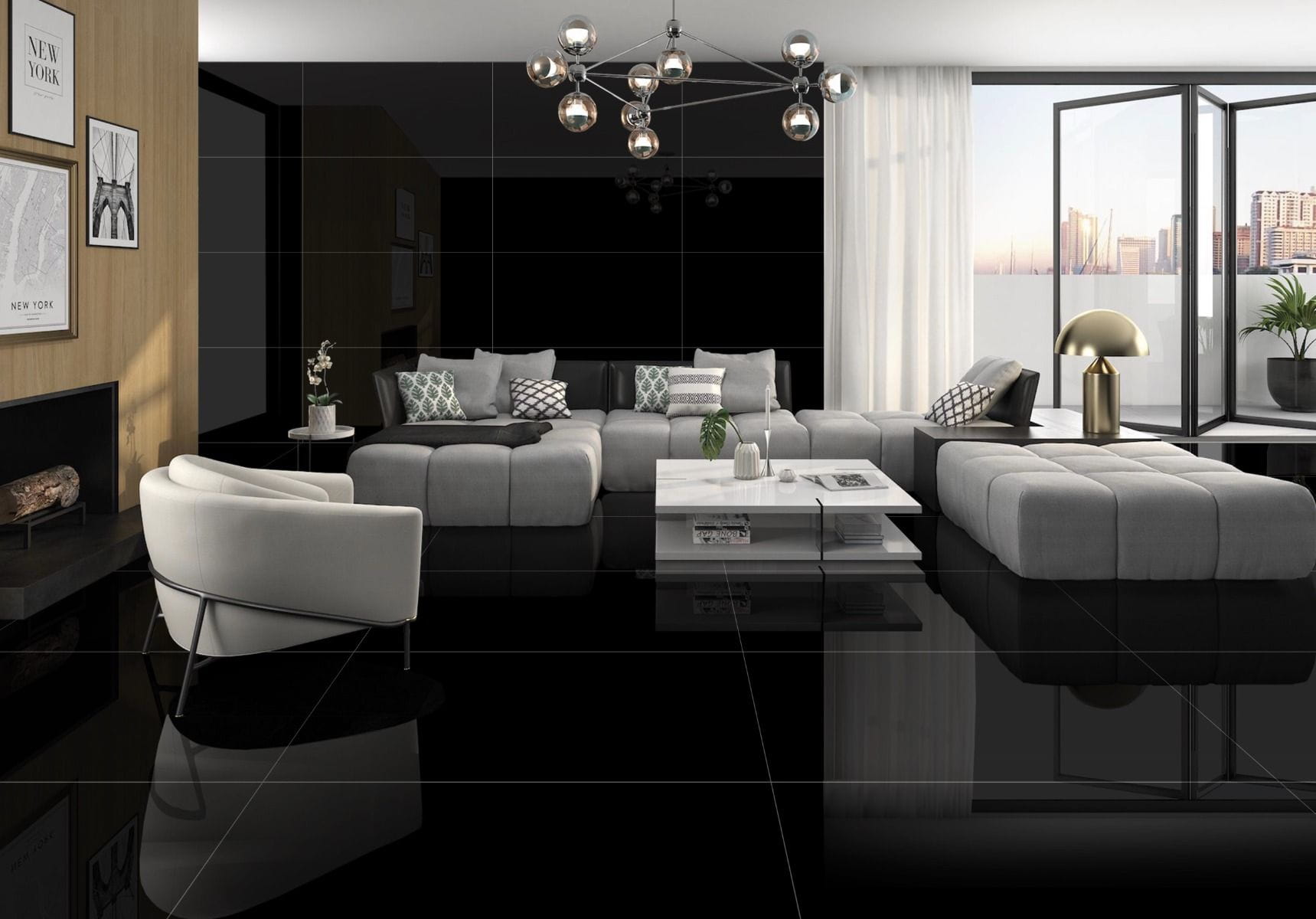 Płytki czarny marmur 120x60 Super Black High Glossy