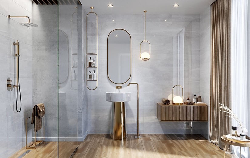 Zjawiskowa łazienka w płytkach drewnopodobnych