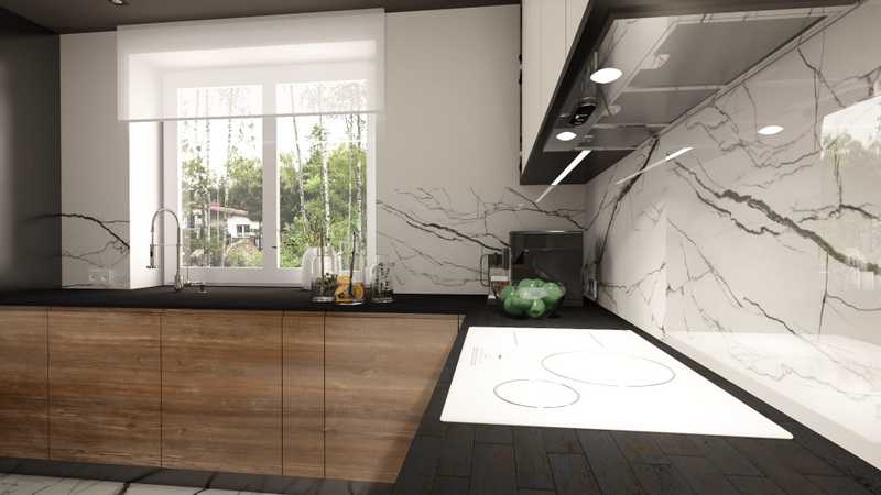 Nowoczesna kuchnia - płytki nad blatem, które przyciągają wzrok